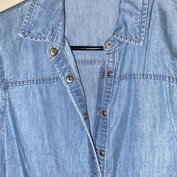 Faux Jean Long Sleeve with Metal Buttons, Pockets - Picture 6 of 6